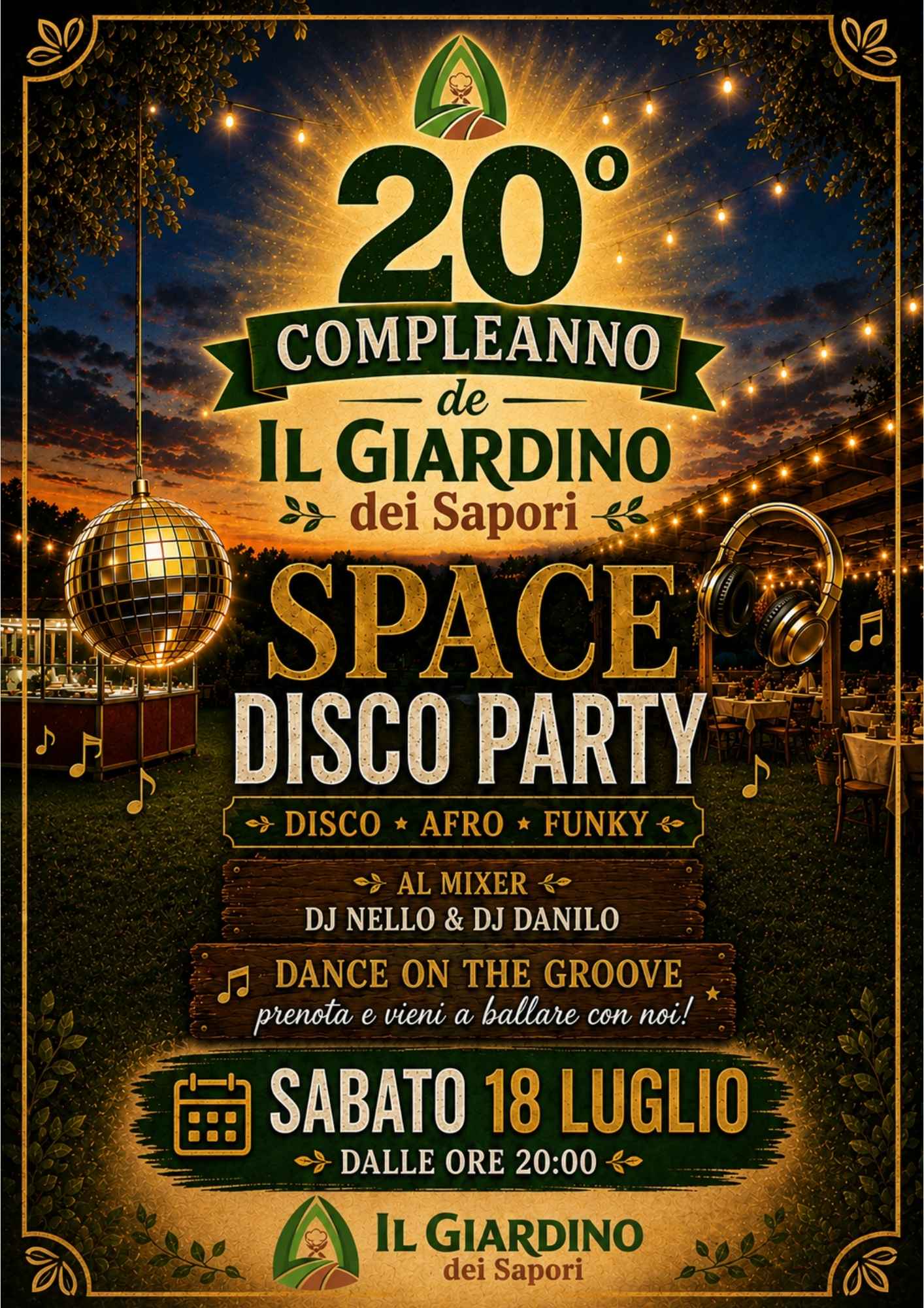 Space Disco Party al Giardino Estivo